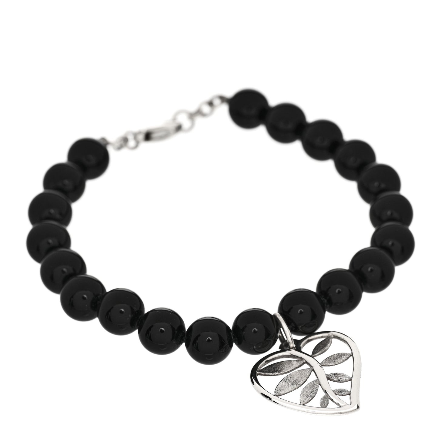 Sterling Silver Black Onyx 8mm Bead Paloma Picasso Leaf Bracelet