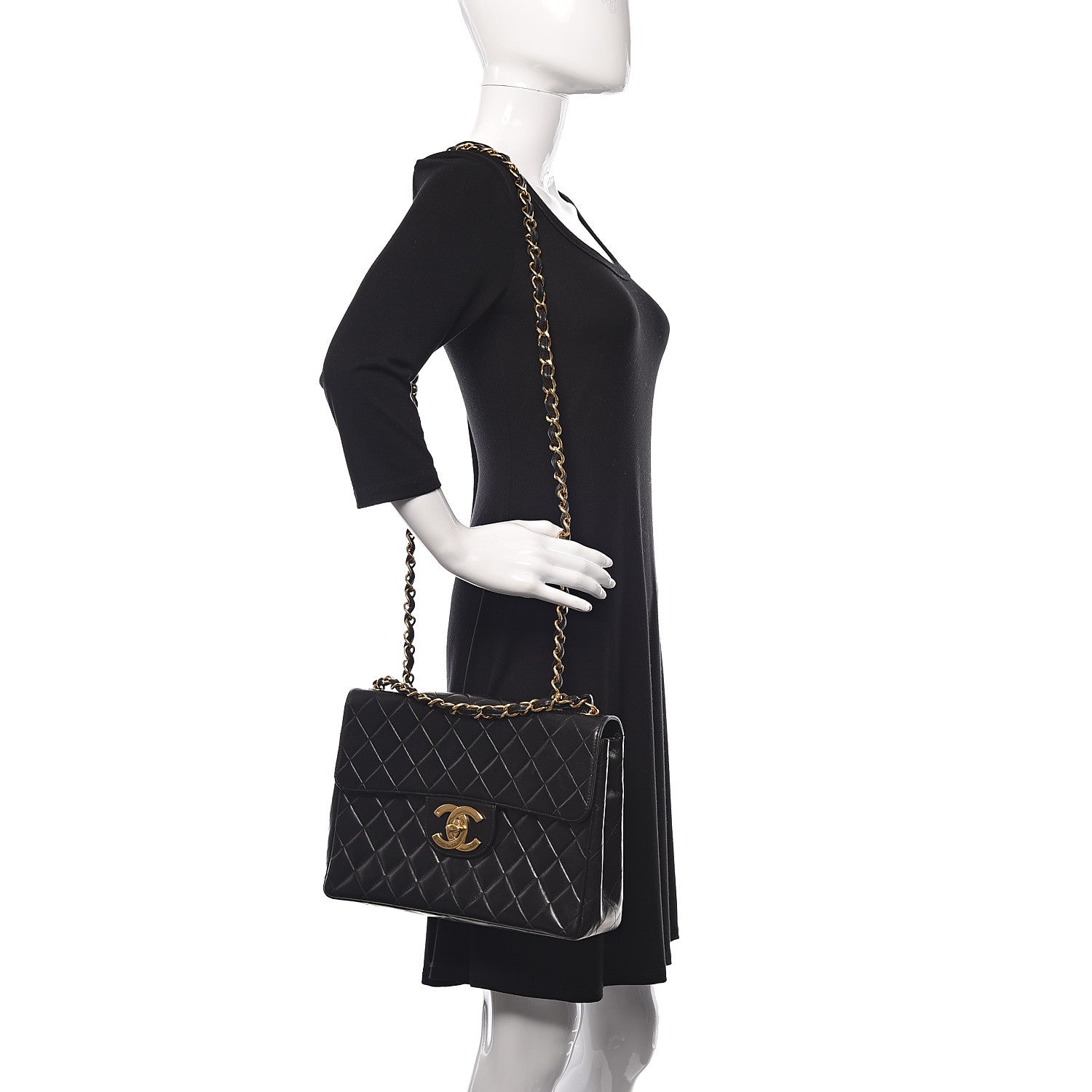 Chanel Lambskin Quilted Jumbo Single Flap Black 2 of 12