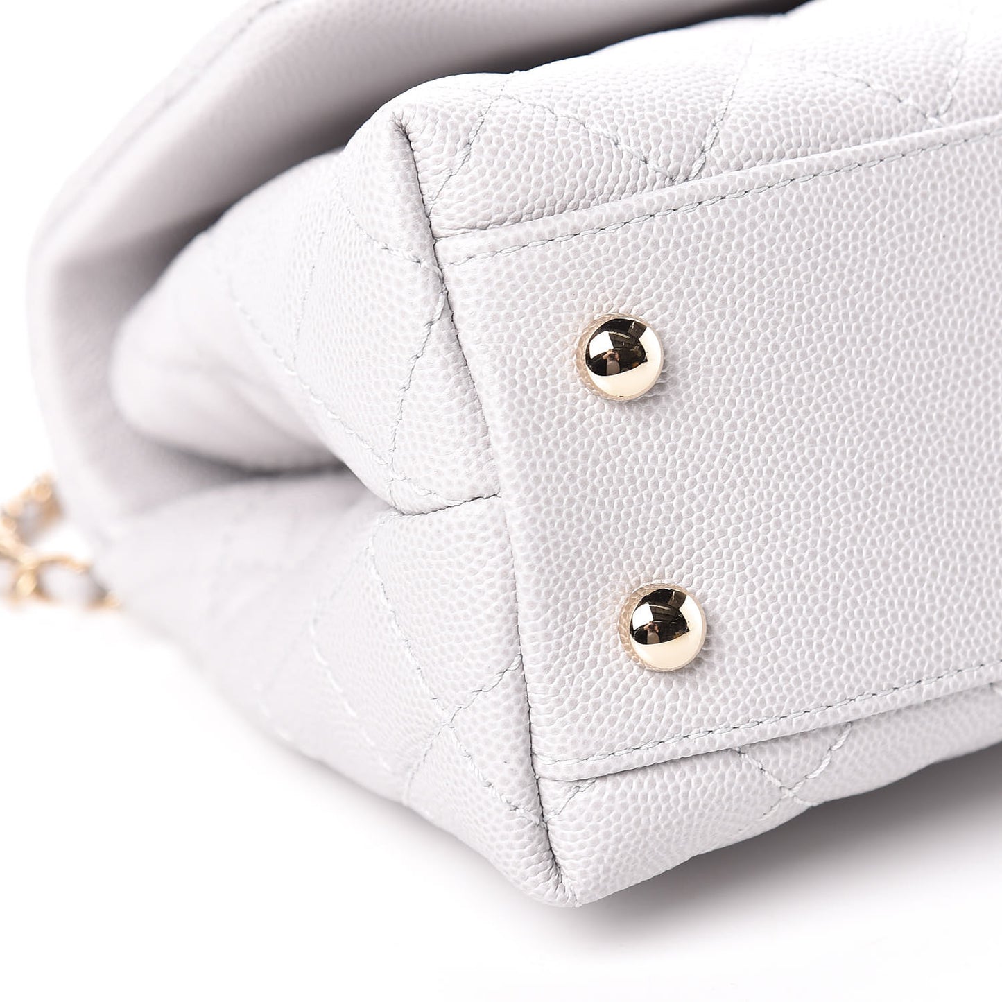 Caviar Quilted Mini Coco Handle Flap Light Grey