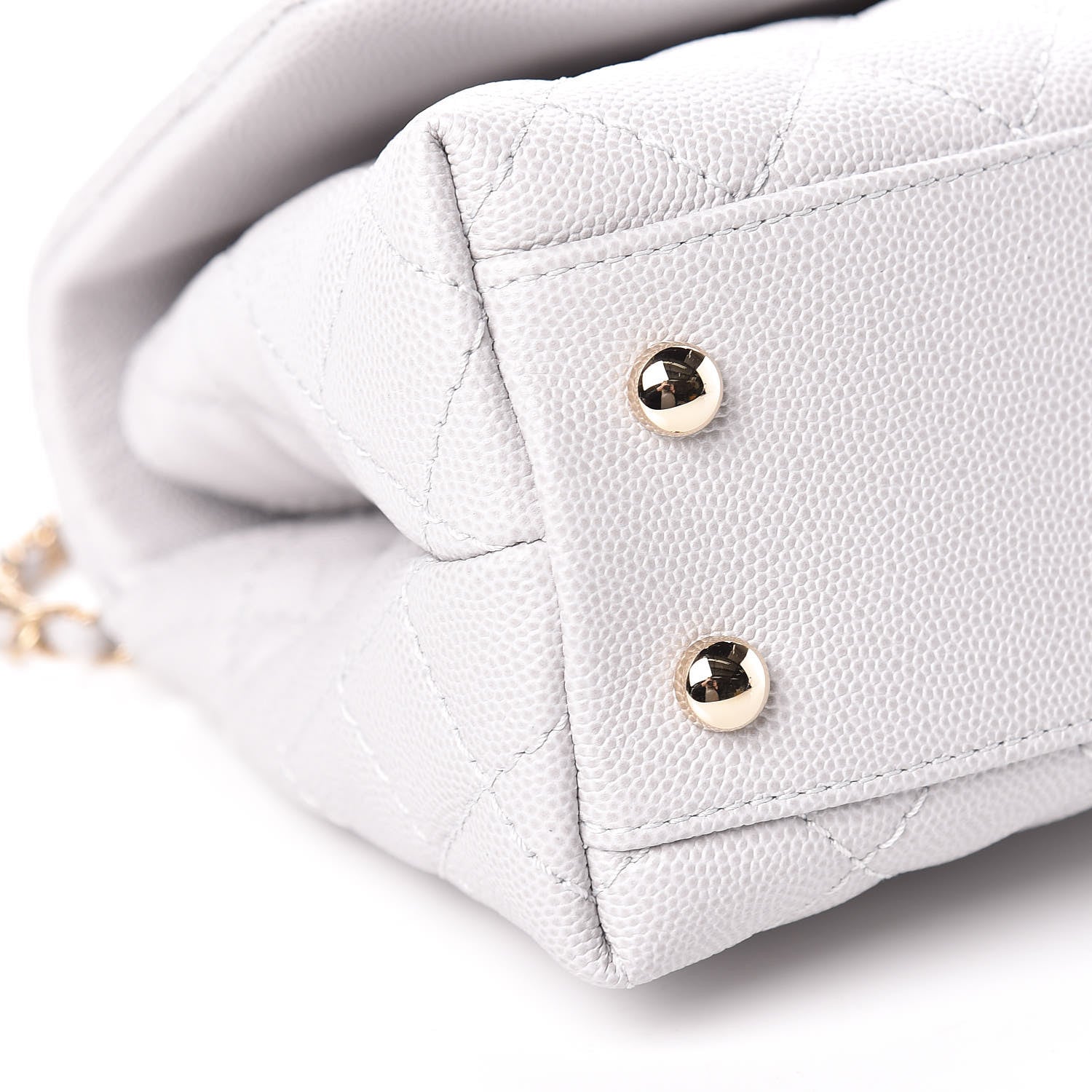 Chanel Caviar Quilted Mini Coco Handle Flap Light Grey 9 of 11