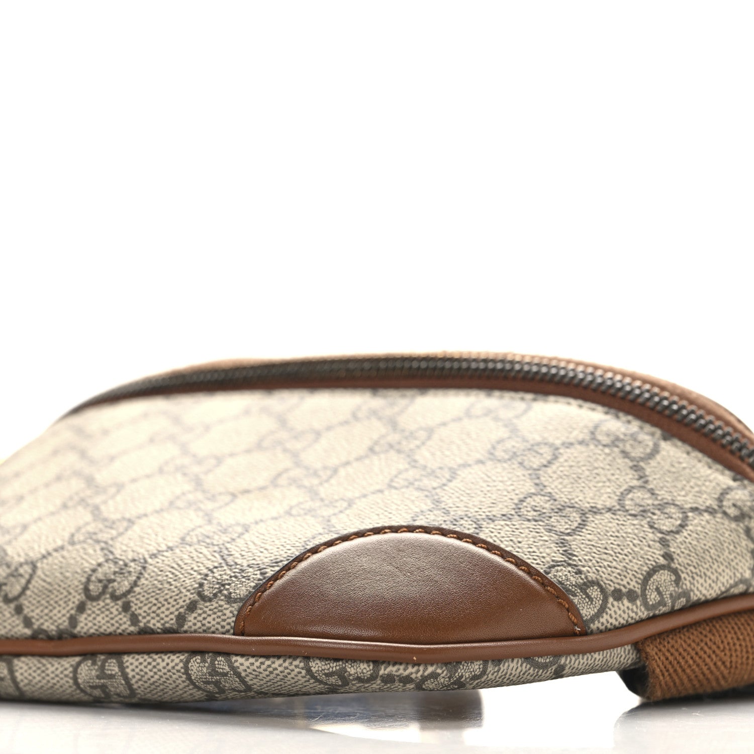 Gucci GG Supreme Monogram Emblem Calfskin Small Belt Bag Beige Dark Brown 10 of 12