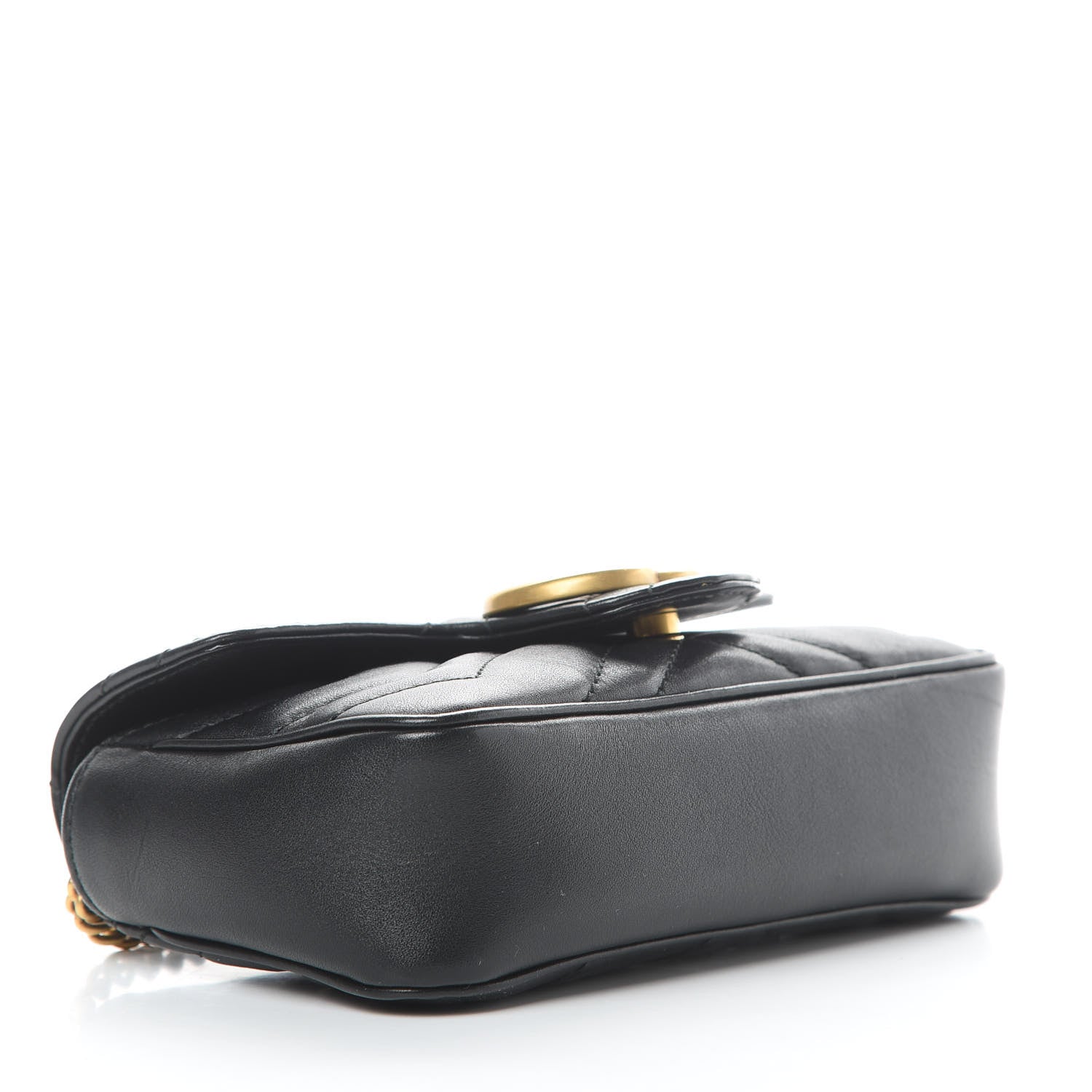 Gucci Calfskin Matelasse Super Mini GG Marmont Shoulder Bag Black 4 of 12