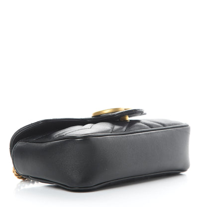 Gucci Calfskin Matelasse Super Mini GG Marmont Shoulder Bag Black 4 of 12