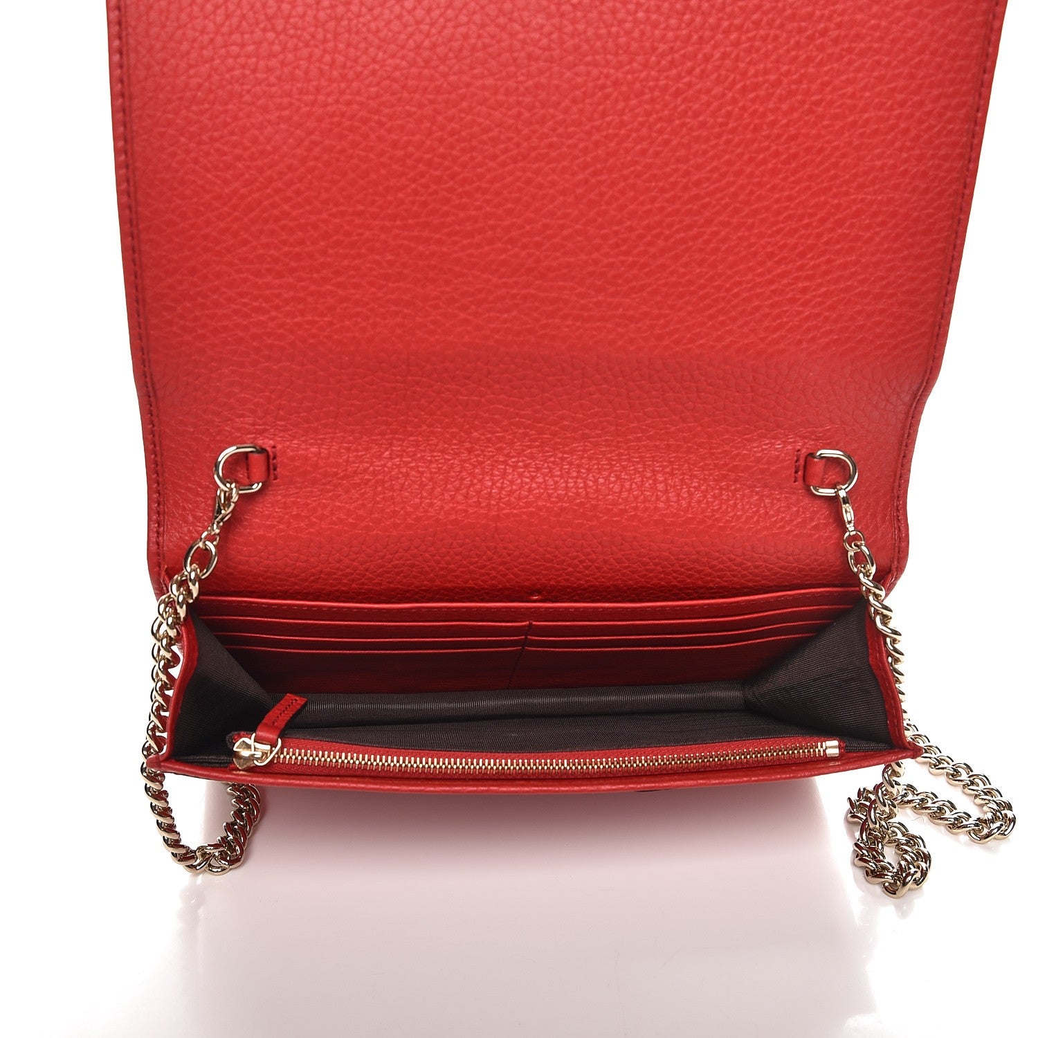 Gucci Pebbled Calfskin Soho Wallet on Chain Tabasco Red 5 of 7