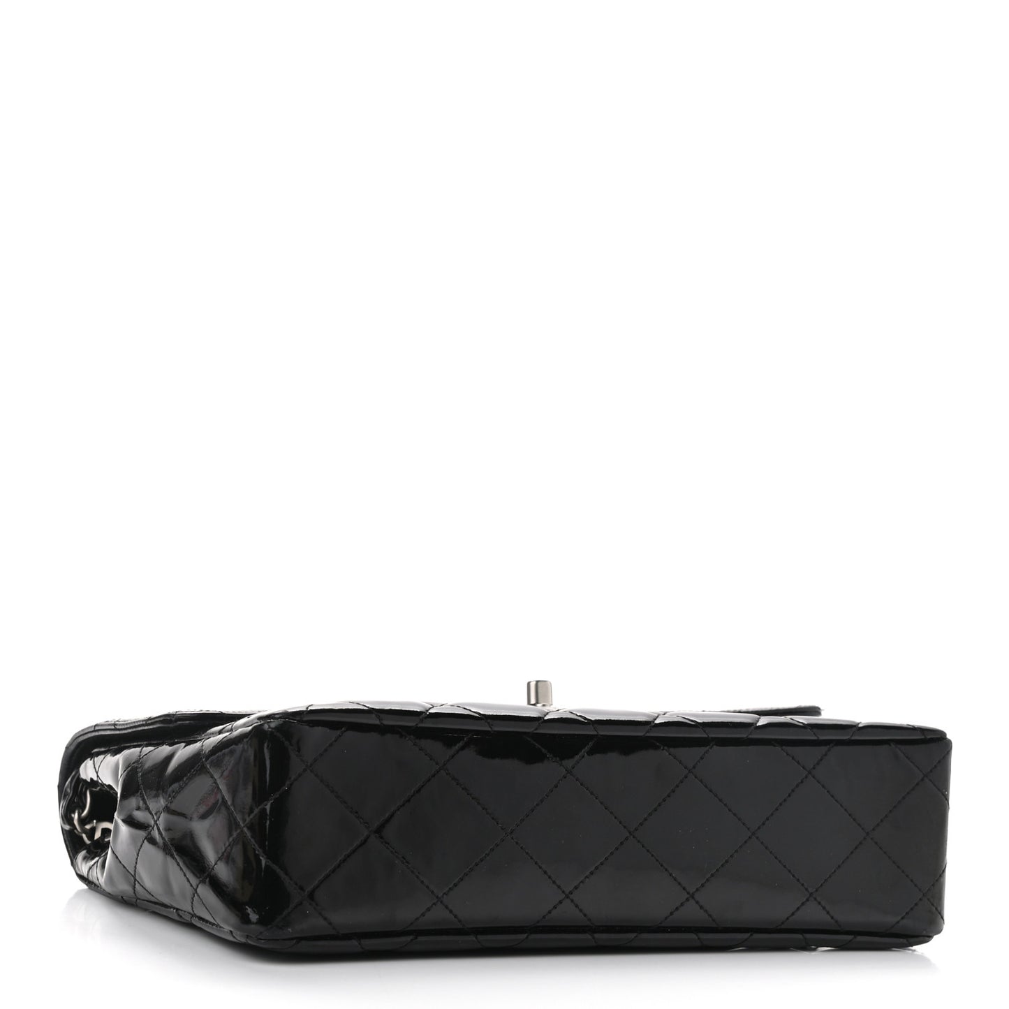 Patent Quilted Medium Single Flap Black