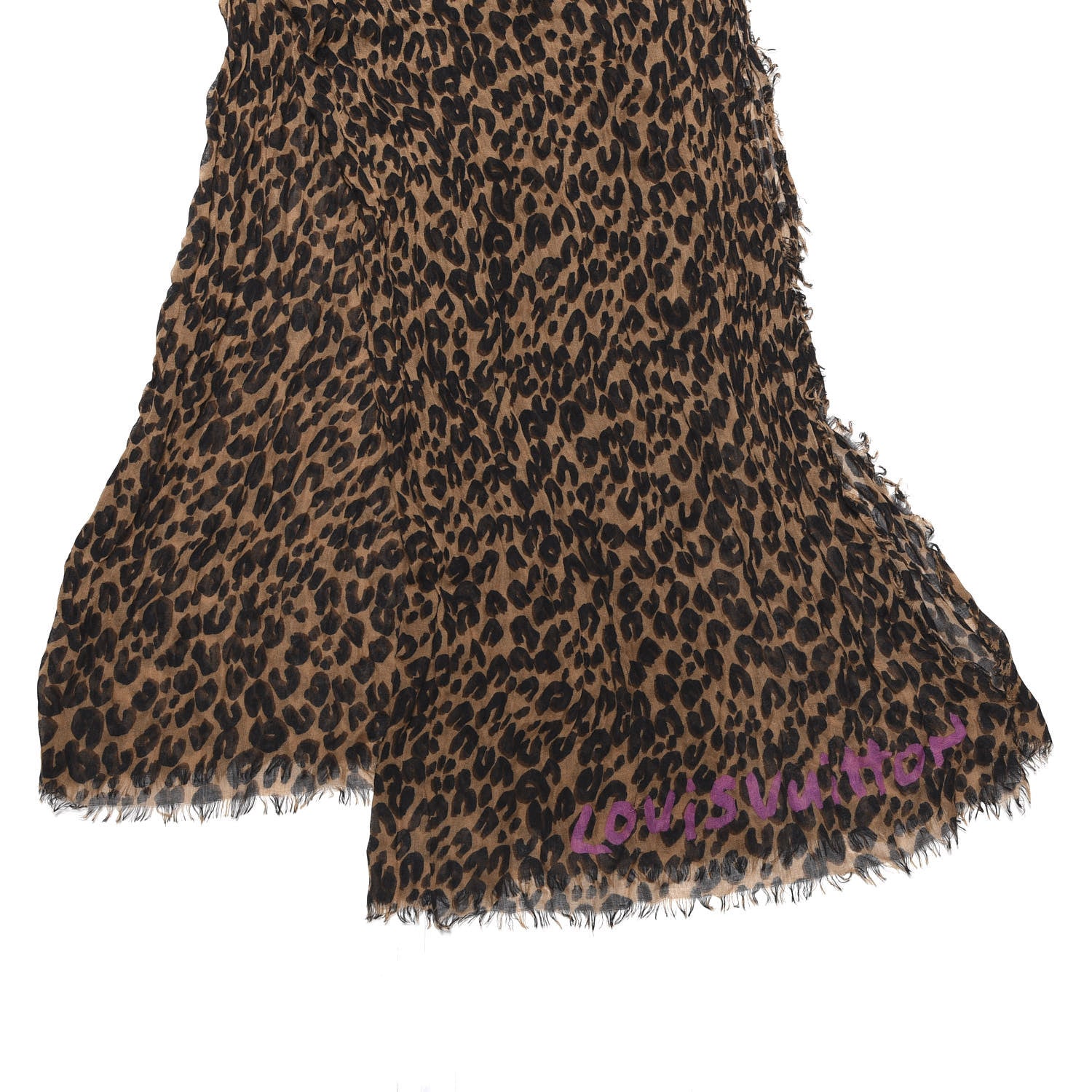 Louis Vuitton Cashmere Silk Leopard Etole Stole Marron 2 of 4