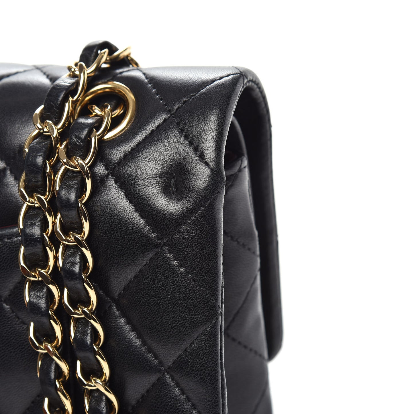 Lambskin Quilted Medium Double Flap Black