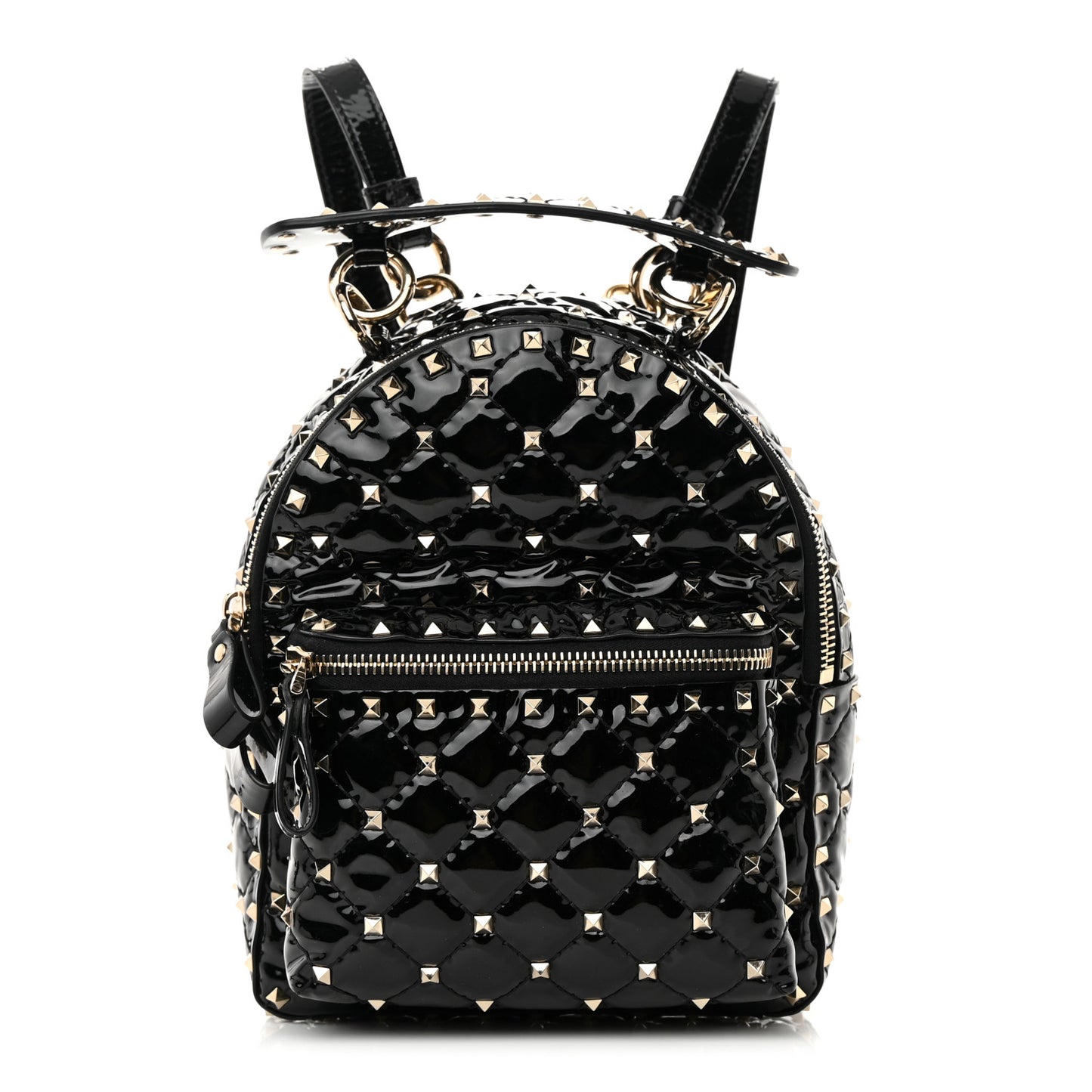 Patent Quilted Mini Rockstud Backpack Black