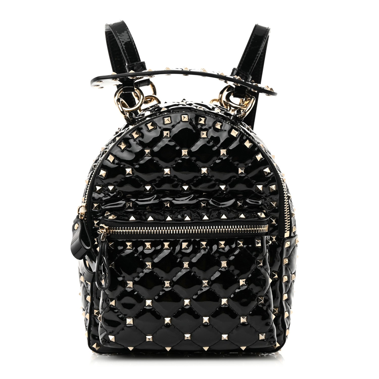 Valentino Garavani Patent Quilted Mini Rockstud Backpack Black 1 of 12