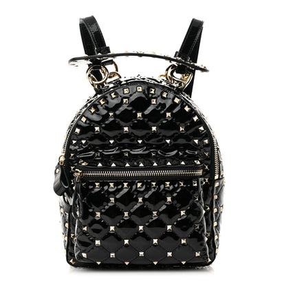 Valentino Garavani Patent Quilted Mini Rockstud Backpack Black 1 of 12