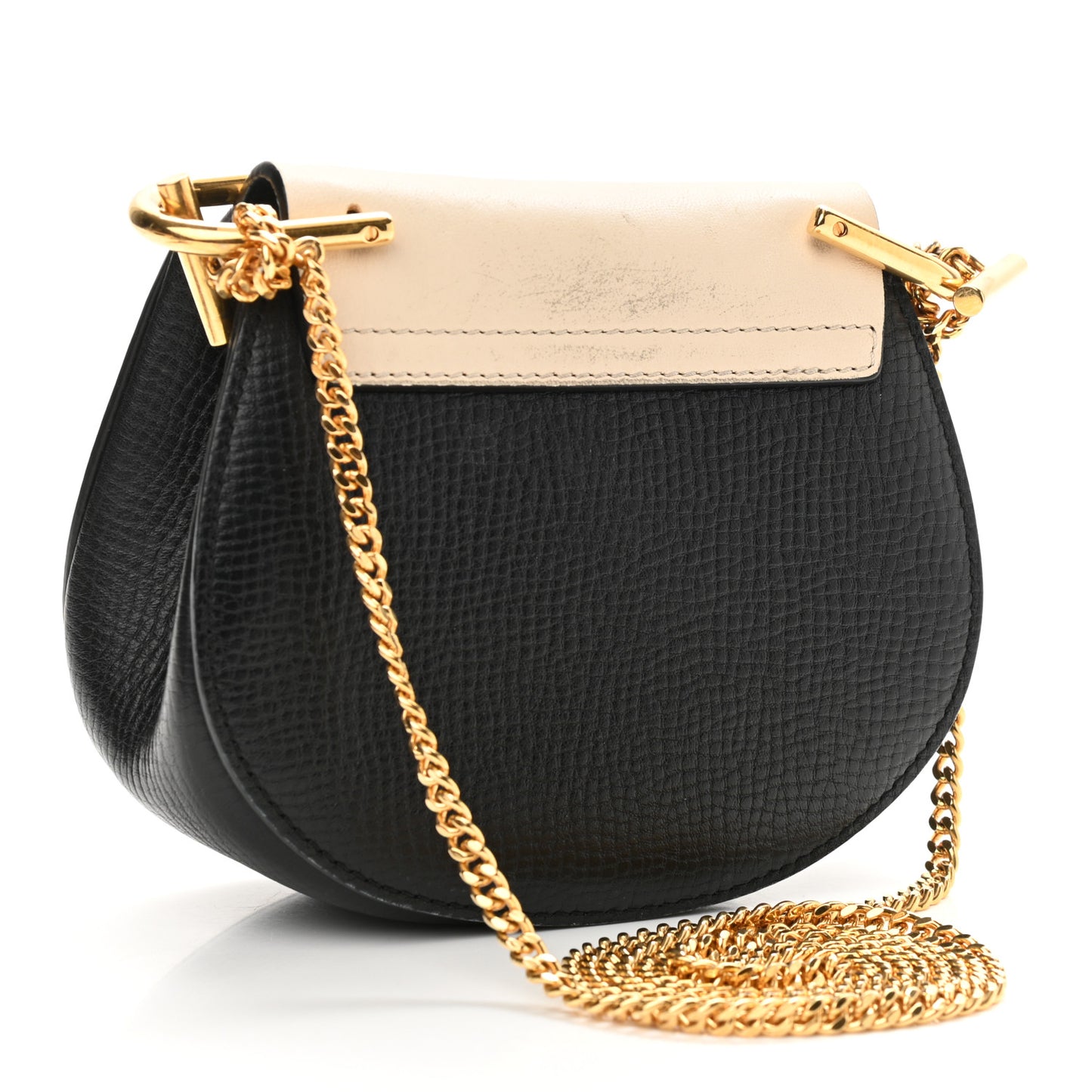 Textured Calfskin Lambskin Nano Drew Shoulder Bag Black