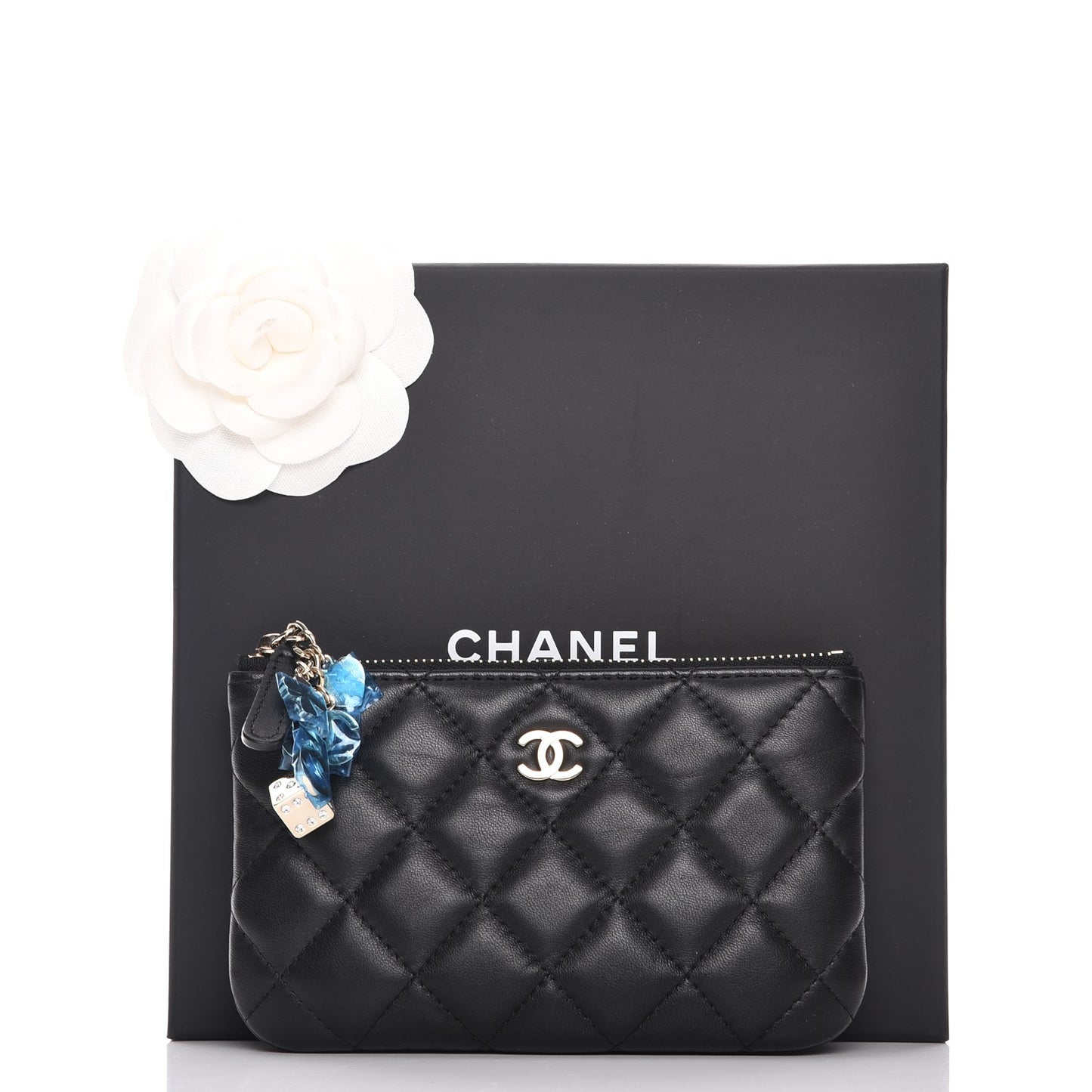 Lambskin Quilted Casino Coin Purse Black