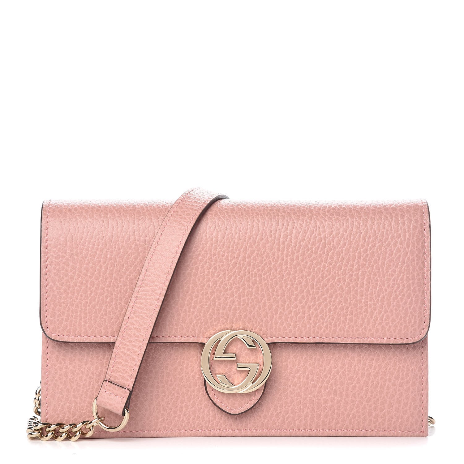 Gucci Dollar Calfskin Interlocking G Chain Wallet Soft Pink 1 of 10