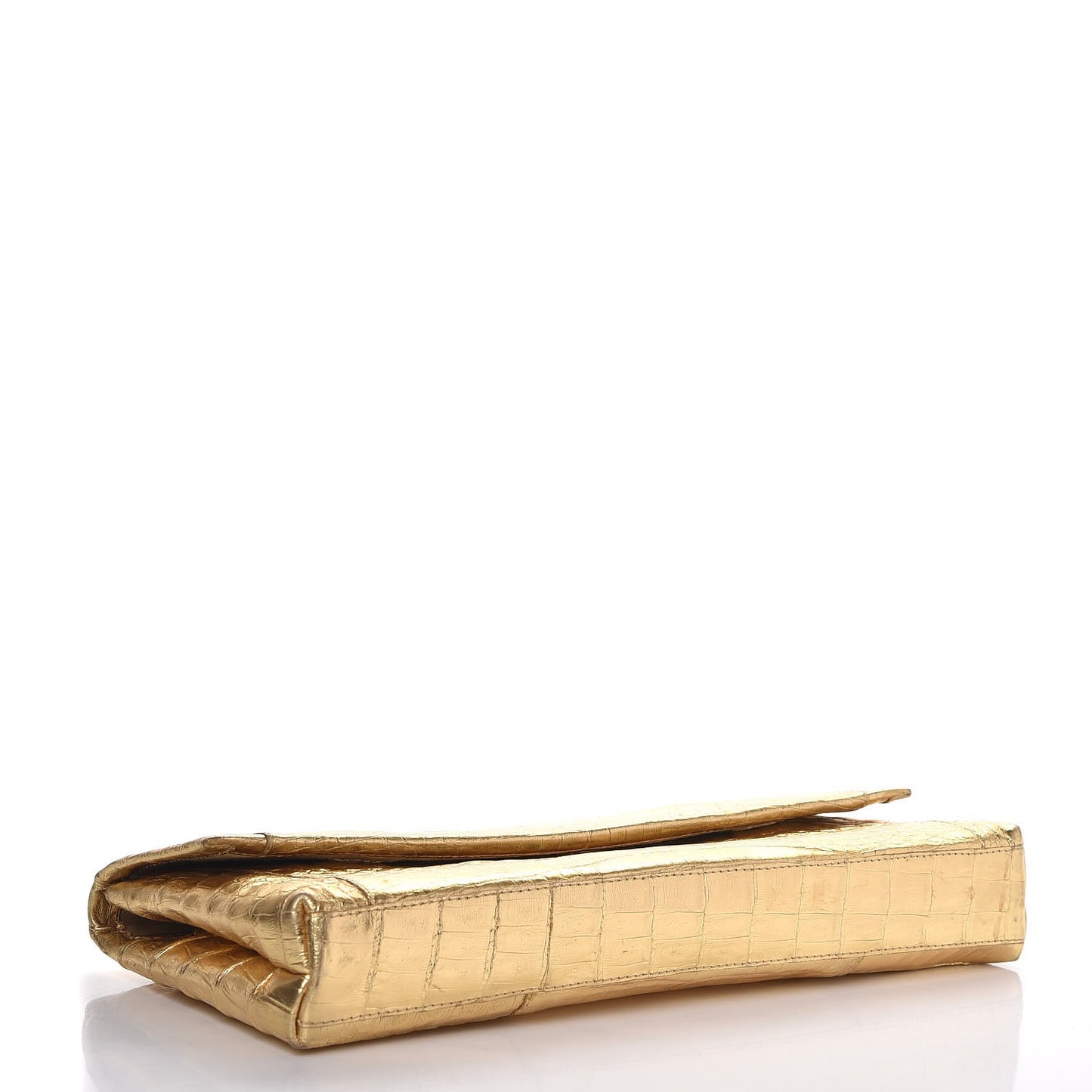 Metallic Crocodile Clutch Gold