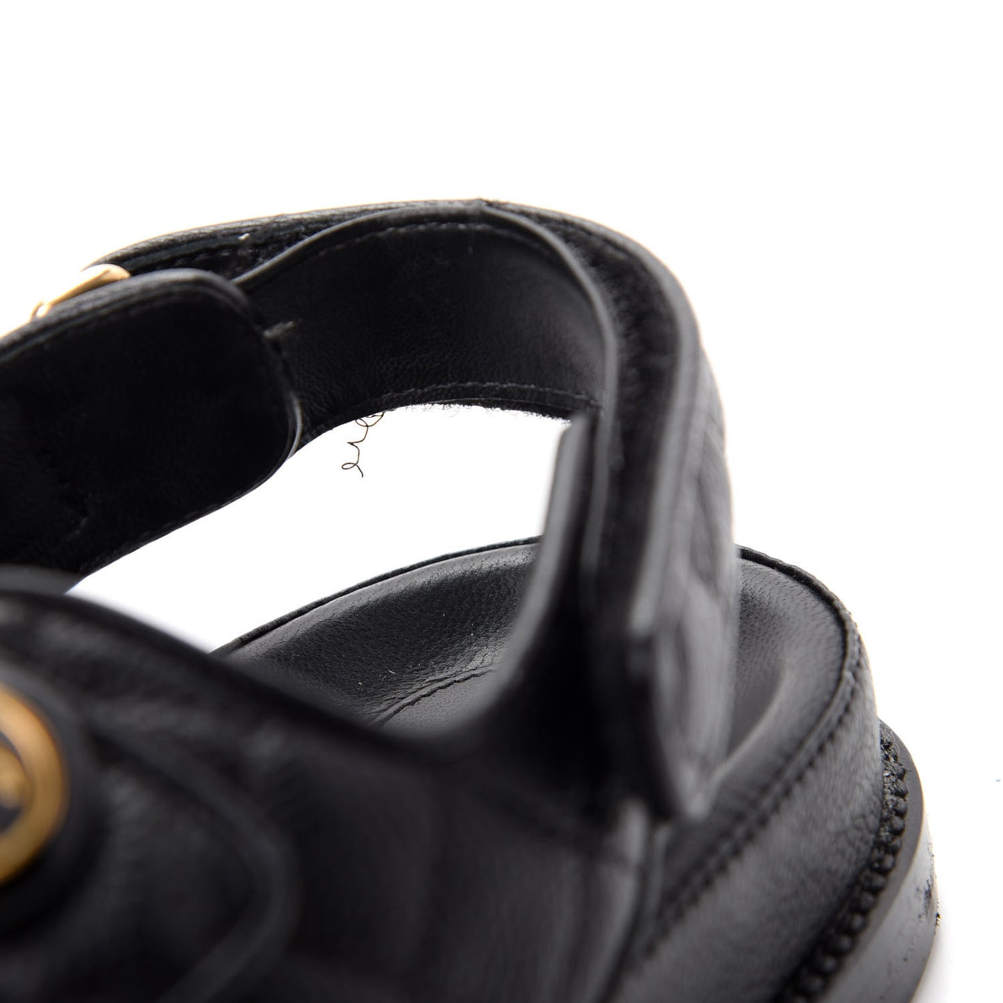 Grained Calfskin Velcro Dad Sandals 39.5 Black