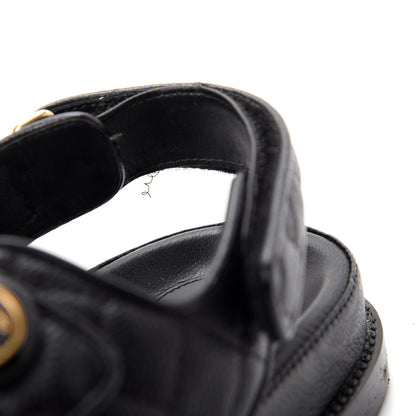 Chanel Grained Calfskin Velcro Dad Sandals 39.5 Black 11 of 11