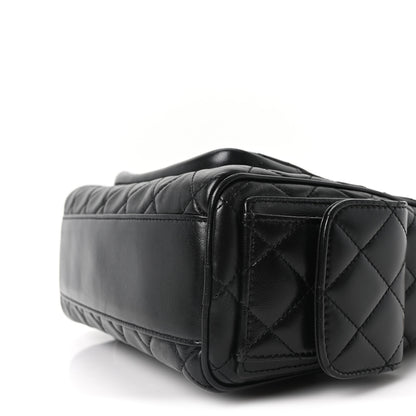 Chanel Shiny Crumpled Lambskin Quilted Medium Preppy Pocket Camera Case Black 10 of 10