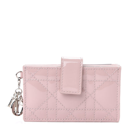 Christian Dior Patent Cannage Lady Dior 5-Gusset Card Holder Pink 1 of 7