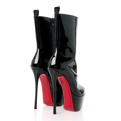 Christian Louboutin Patent Dolly Alta Booty 160 Ankle Boots 37 Black 4 of 8