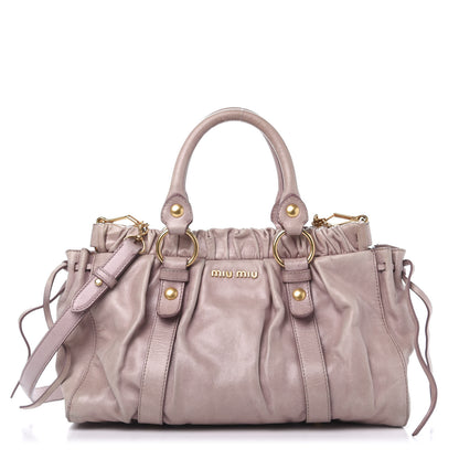 Miu Miu Vitello Lux Gathered Tote Mughetto 1 of 14