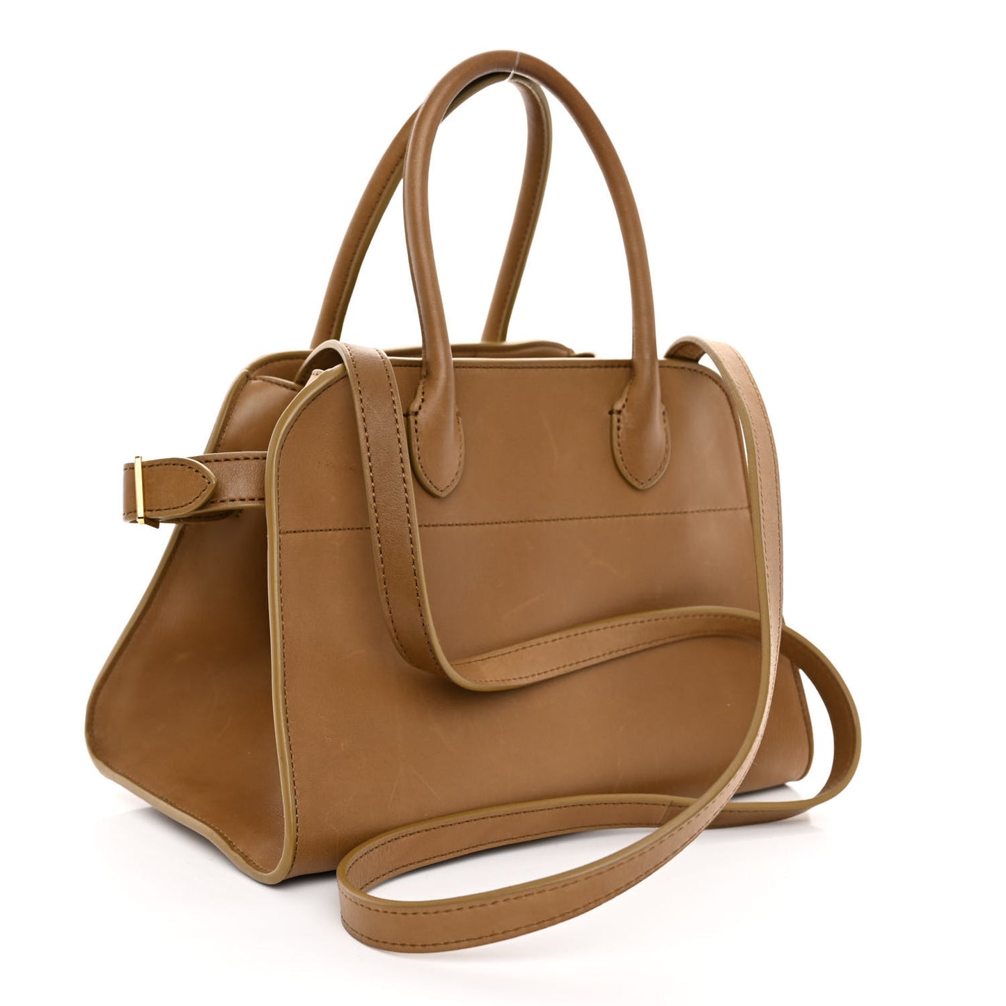 Polished Saddle Calfskin Soft Margaux 10 Bag Muschio