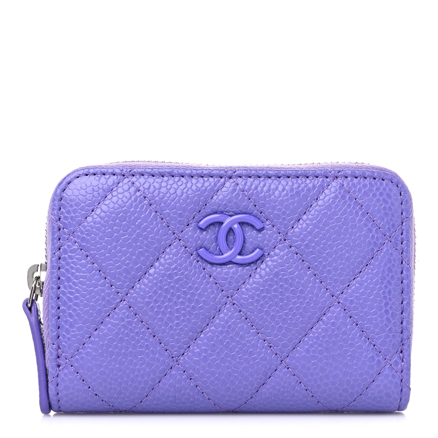 Caviar Quilted Incognito Zip Coin Purse Purple