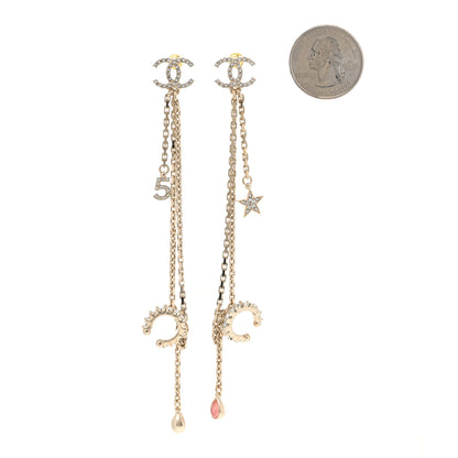 Chanel Crystal Star 5 Drop CC Earrings Gold 2 of 4