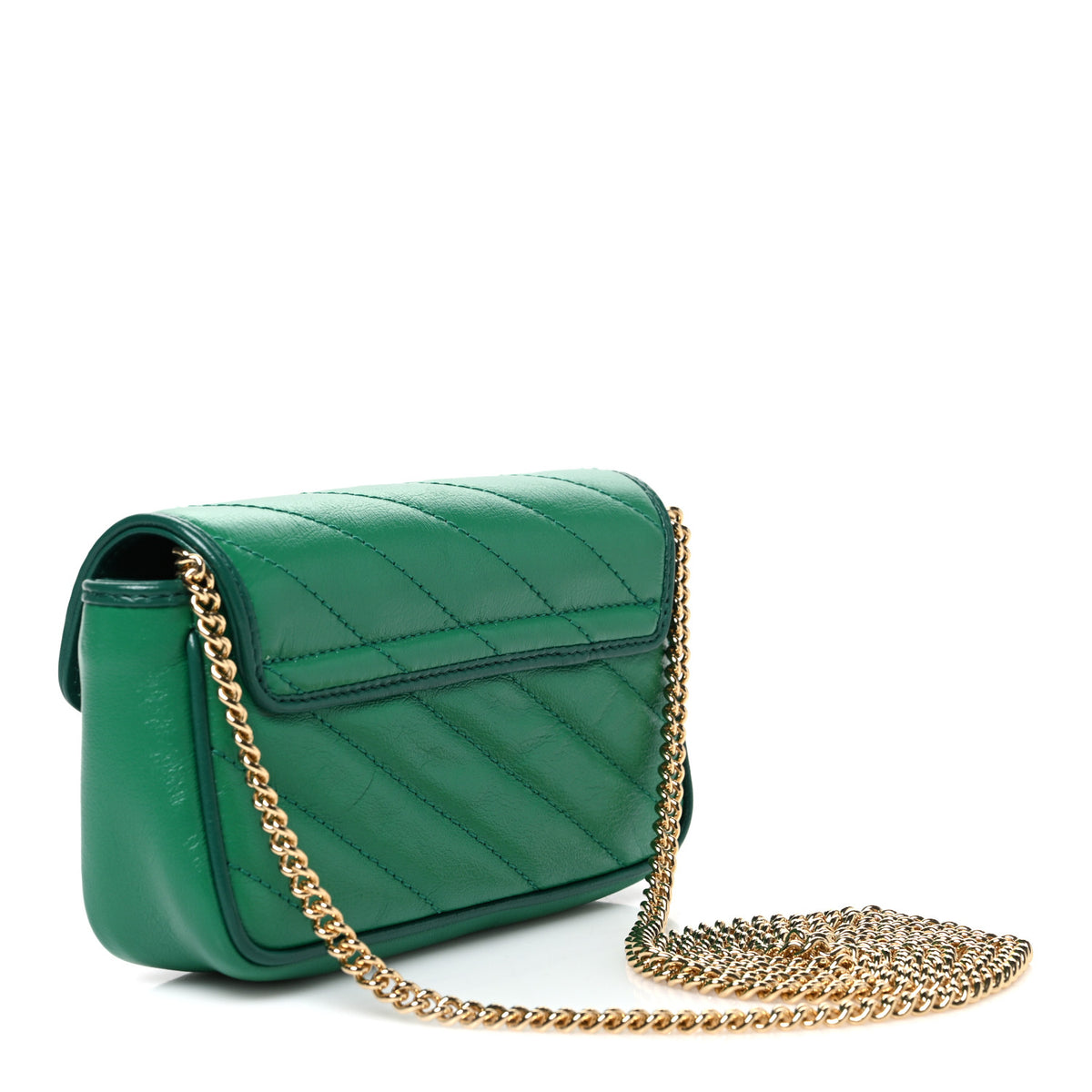 Gucci Azalea Calfskin Enamel Matelasse Diagonal Super Mini Torchon GG Marmont Shoulder Bag New Shamarock Emerald 3 of 10