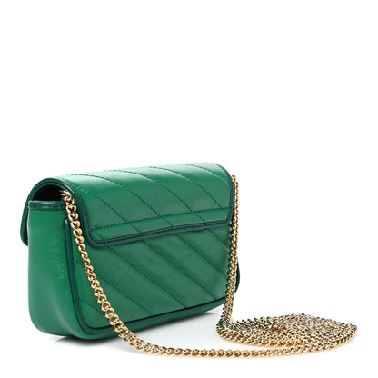 Gucci Azalea Calfskin Enamel Matelasse Diagonal Super Mini Torchon GG Marmont Shoulder Bag New Shamarock Emerald 3 of 10