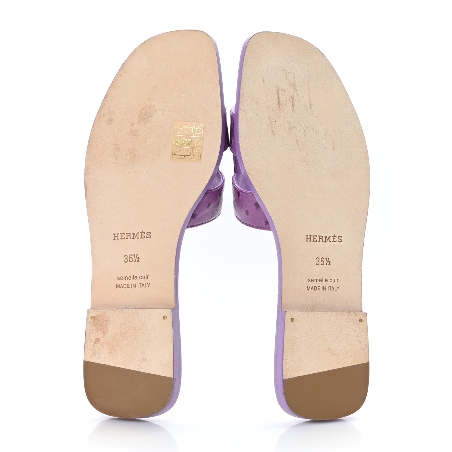 Hermes Ostrich Oran Sandals 36.5 Violet 5 of 9