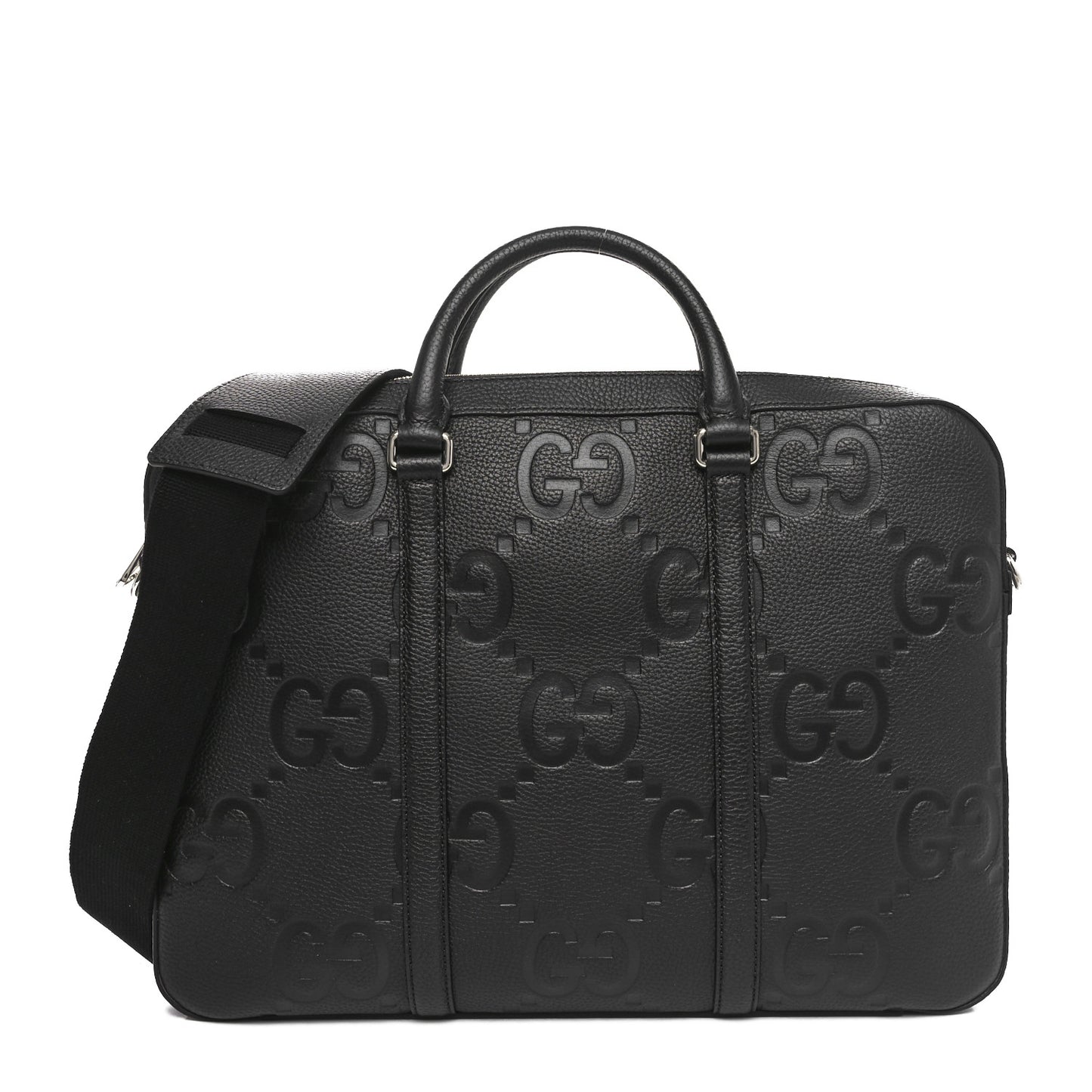 Piuma Calfskin Jumbo GG Embossed Briefcase Black