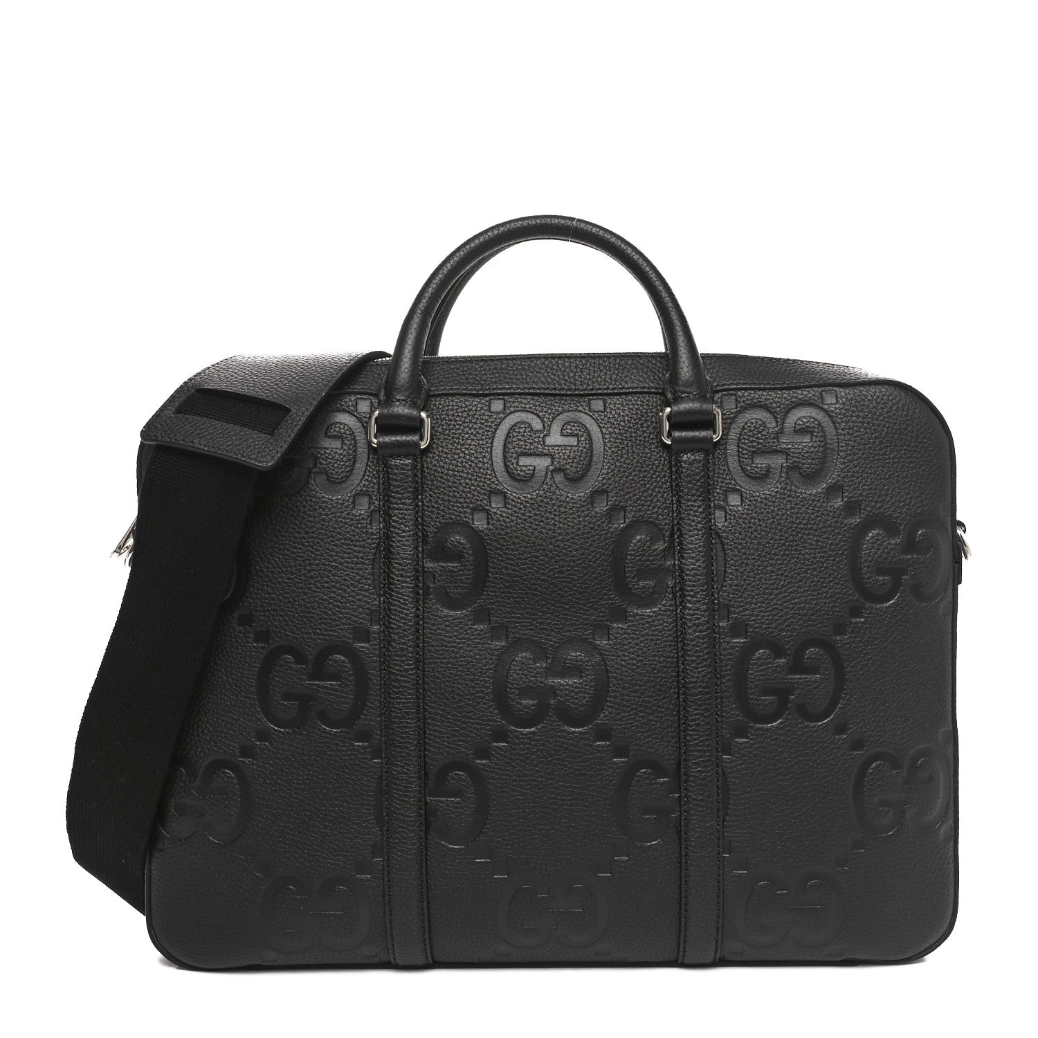 Gucci Piuma Calfskin Jumbo GG Embossed Briefcase Black 1 of 10