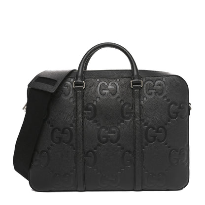 Gucci Piuma Calfskin Jumbo GG Embossed Briefcase Black 1 of 10