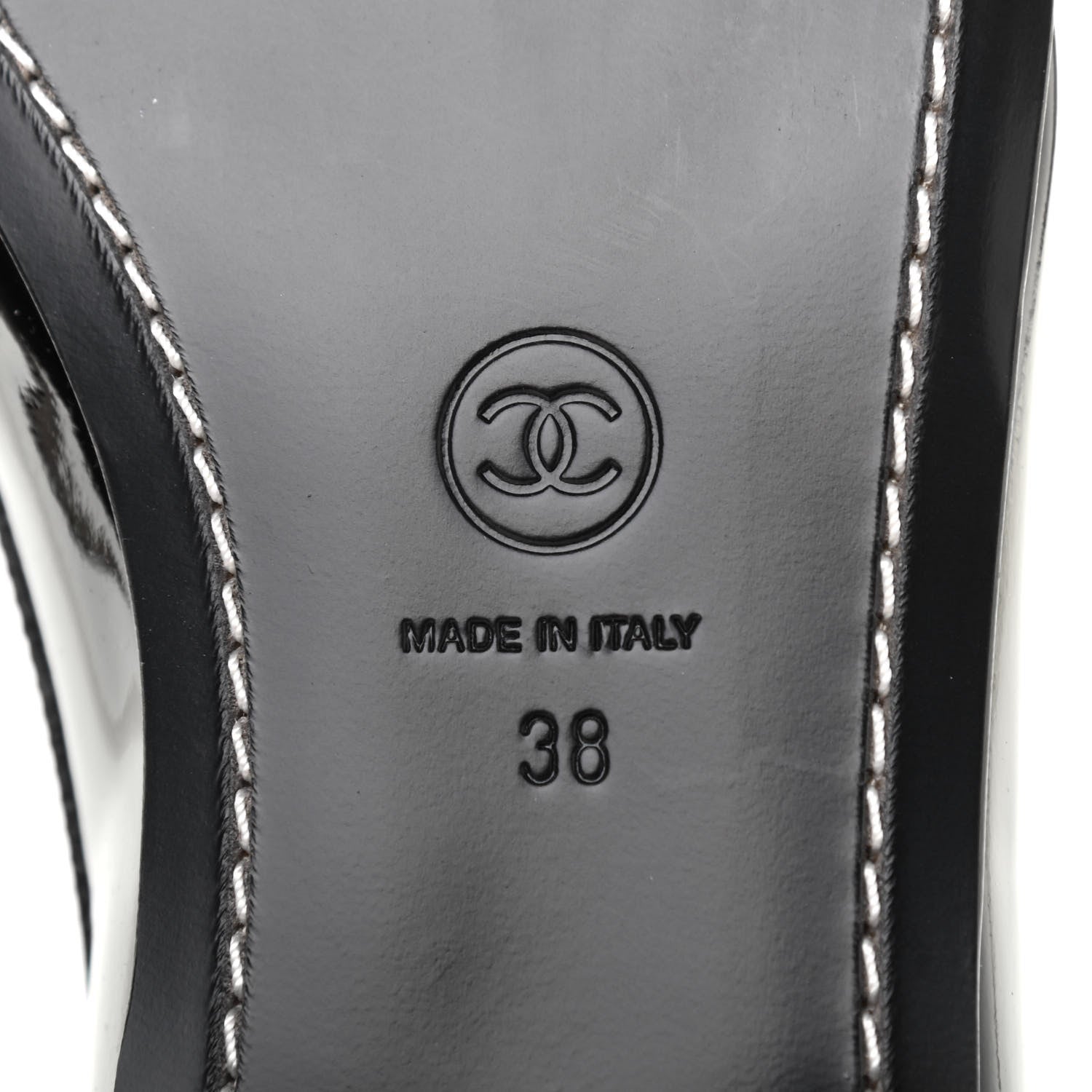 Chanel Patent CC Mocassin Loafers 38 Black 7 of 8
