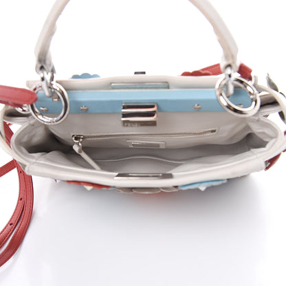 Fendi Nappa Flowerland Mini Peekaboo Iconic Satchel White Ice Multicolor 5 of 19