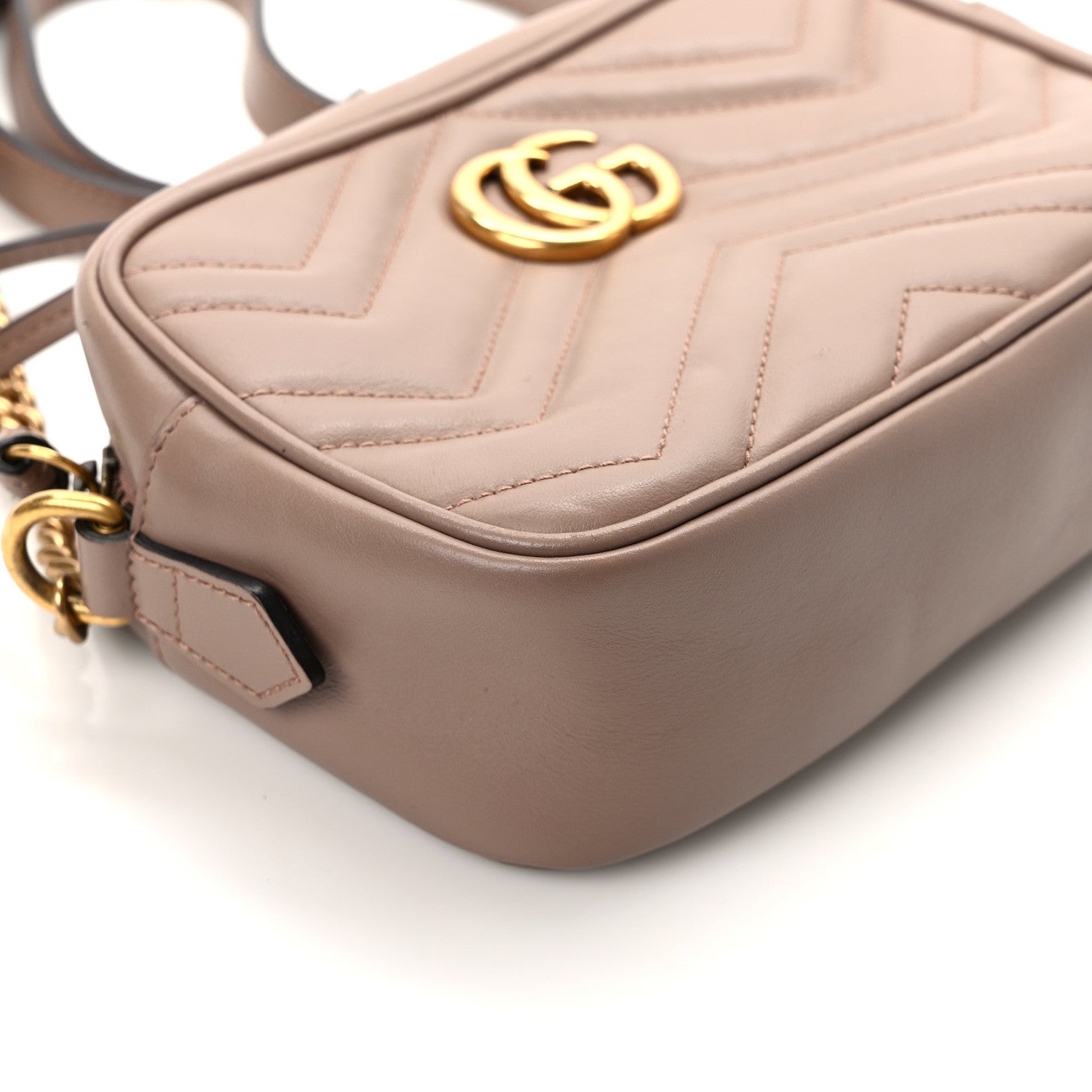 Gucci Calfskin Matelasse Mini GG Marmont Chain Shoulder Bag Porcelain Rose 11 of 14