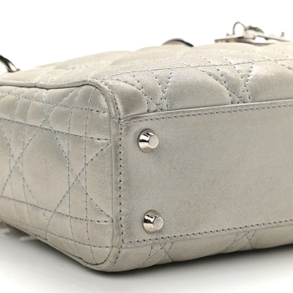 Christian Dior Metallic Nubuck Cannage Mini Lady Dior Silver 9 of 14