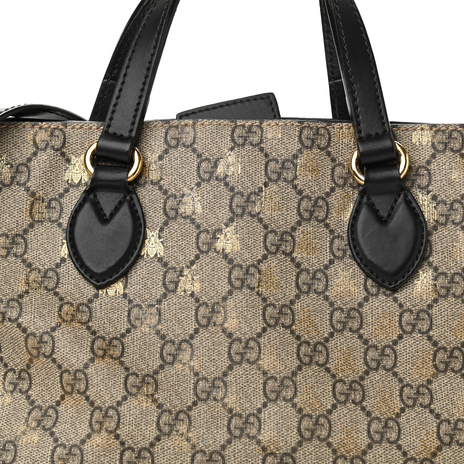 Gucci Soft GG Supreme Monogram Bees Small Crossbody Tote Beige Oro Black 8 of 14