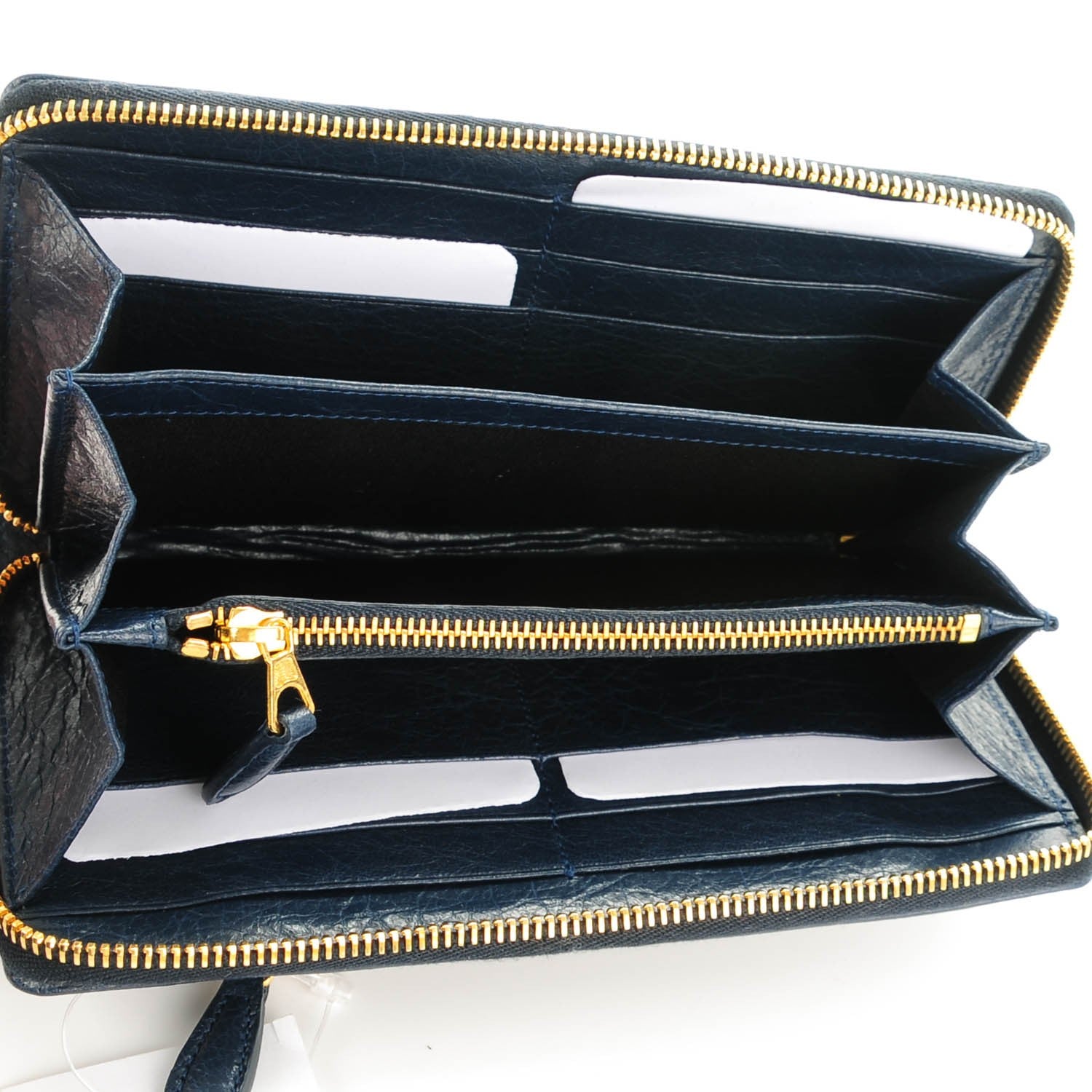 Balenciaga Agneau Arena Giant 12 Gold Hardware Continental Zip Around Wallet Bleu Obscur 5 of 7