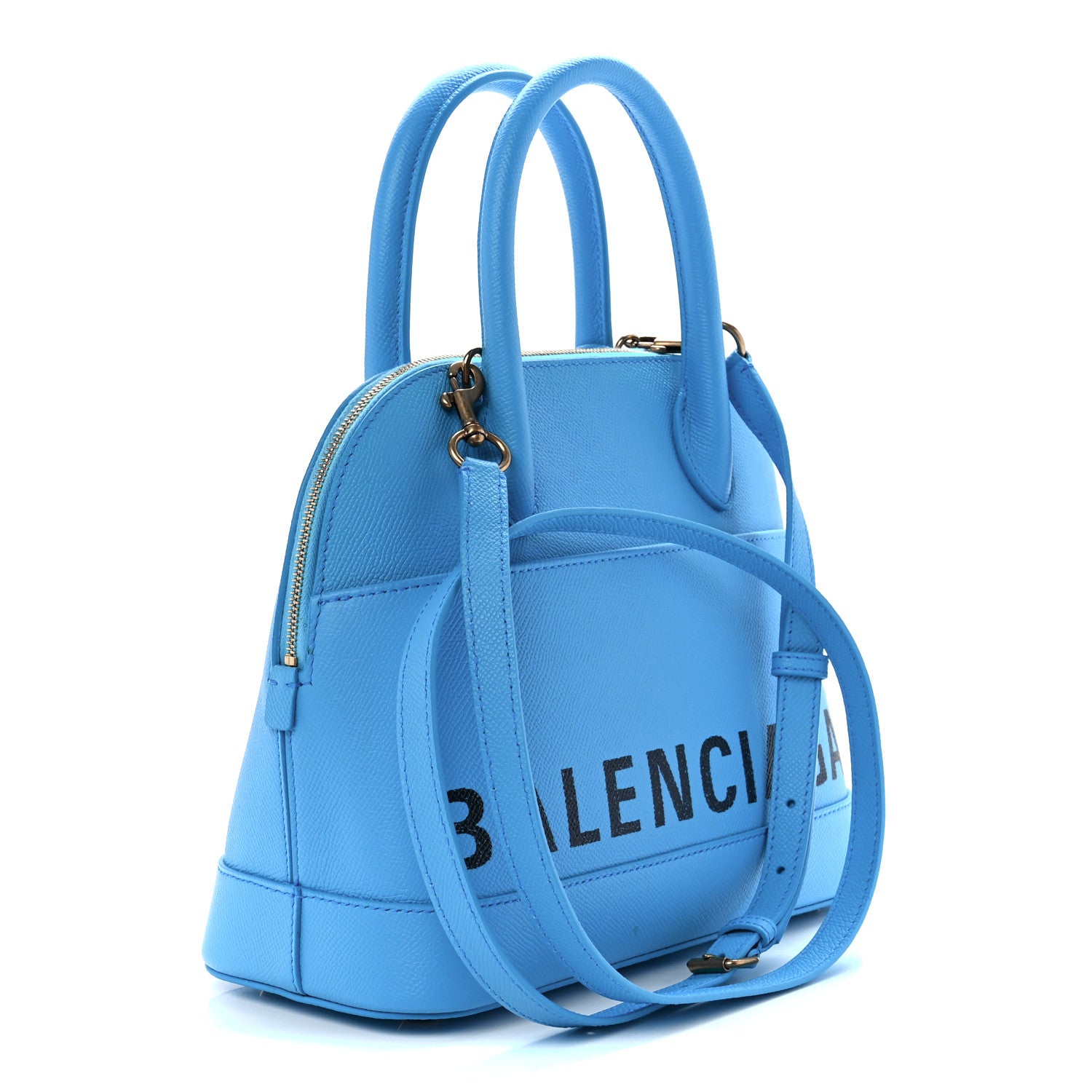 Balenciaga Signature Grained Calfskin Logo S Ville Top Handle Bag Bleu Turquoise 3 of 10