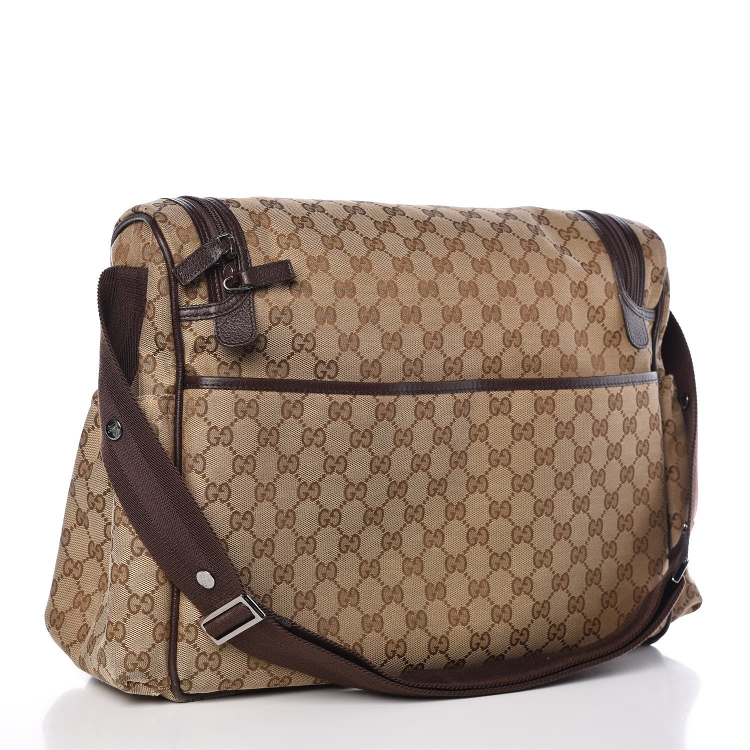 Gucci Monogram Natural Pigskin Large Diaper Bag Beige Ebony Cocoa Dark Chocolate 3 of 10