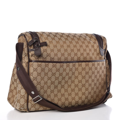 Gucci Monogram Natural Pigskin Large Diaper Bag Beige Ebony Cocoa Dark Chocolate 3 of 10