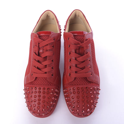 Christian Louboutin Calfskin Mesh Mens Seavaste 2 Flat Sneakers 44 Loubi Red 6 of 12