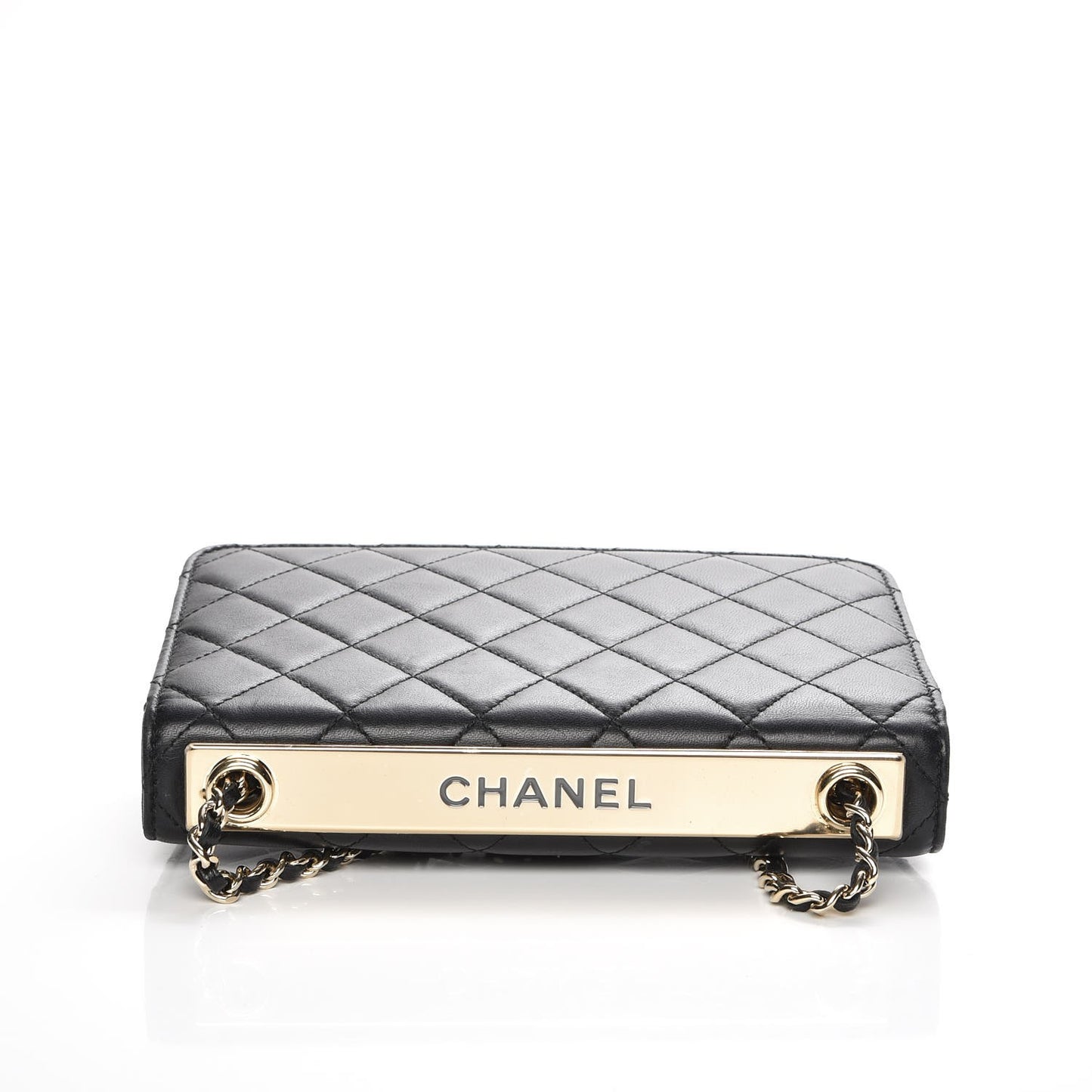 Lambskin Quilted Trendy CC Wallet On Chain WOC Black