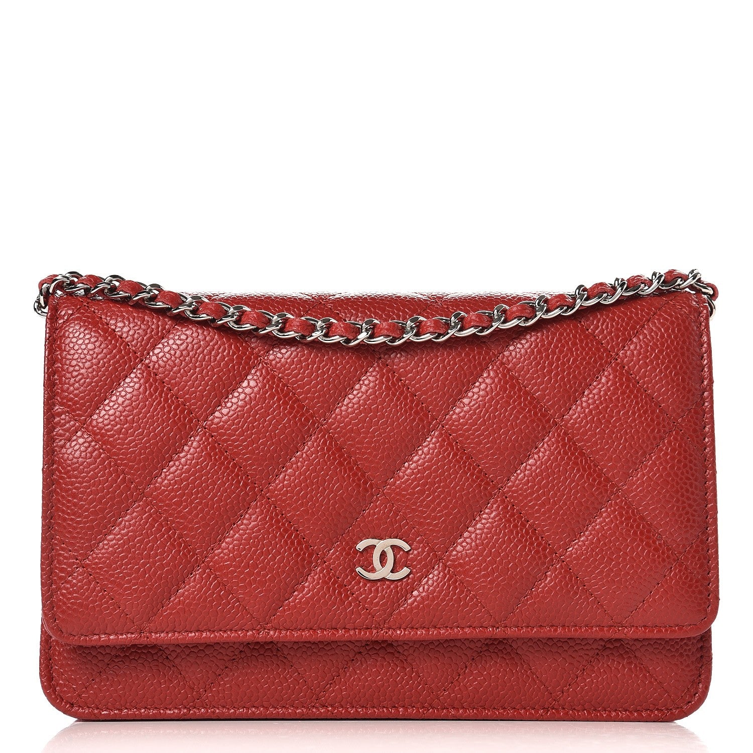 Chanel Caviar Quilted Wallet On Chain WOC Red 1 of 9