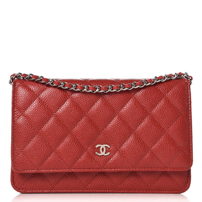 Chanel Caviar Quilted Wallet On Chain WOC Red 1 of 9