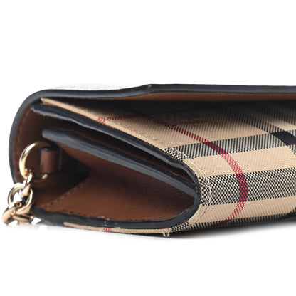 Burberry Calfskin Horseferry Check Henley Wallet On Chain Tan 7 of 14