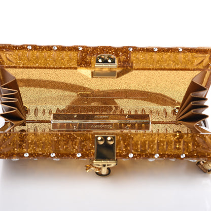 Dolce & Gabbana Crystal Embellished Plexiglass Dolce Box Clutch Gold 5 of 10