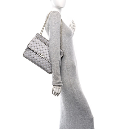 Valentino Garavani Nappa Large Rockstud Spike Shoulder Bag Pastel Grey 2 of 10