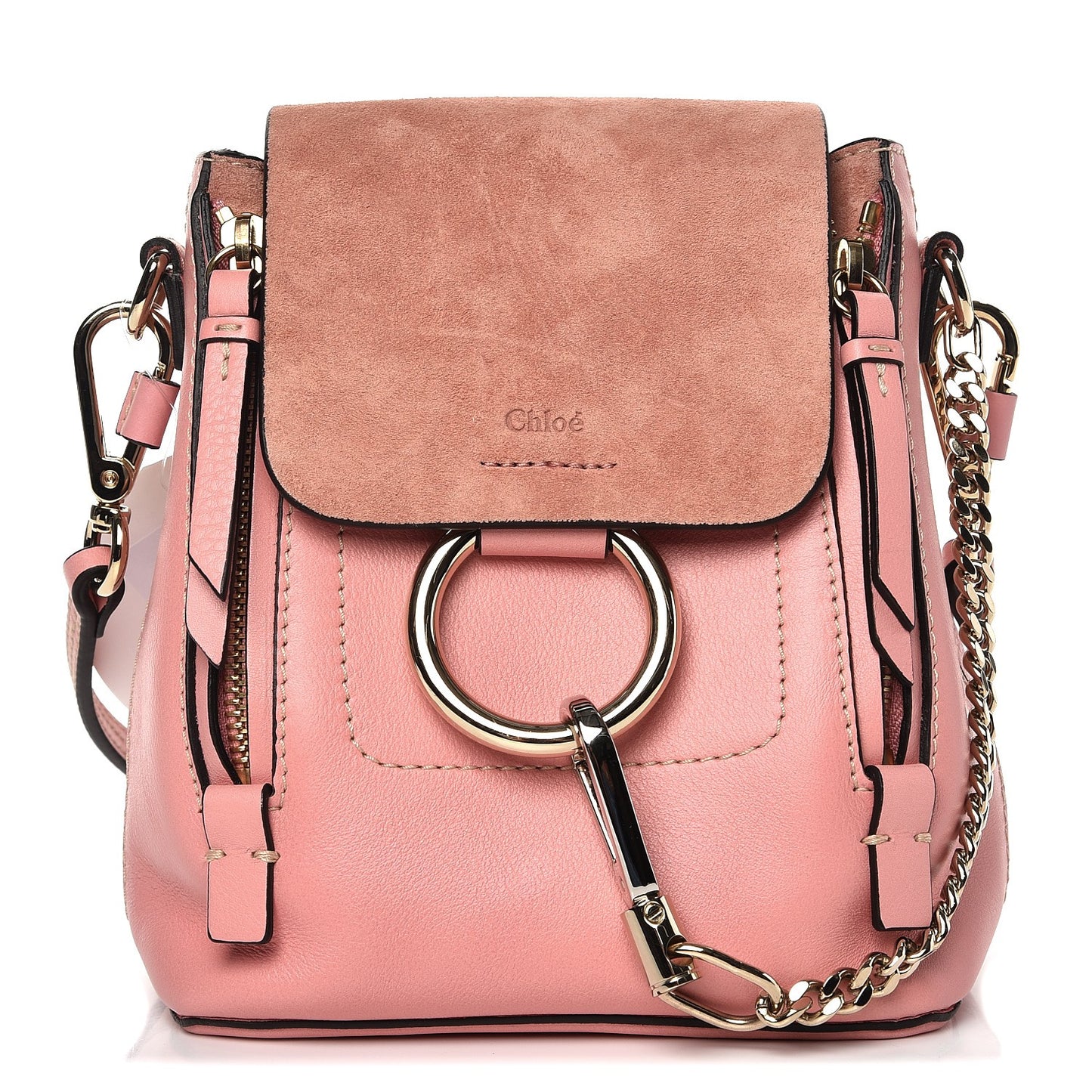 Suede Calfskin Mini Faye Backpack Washed Pink